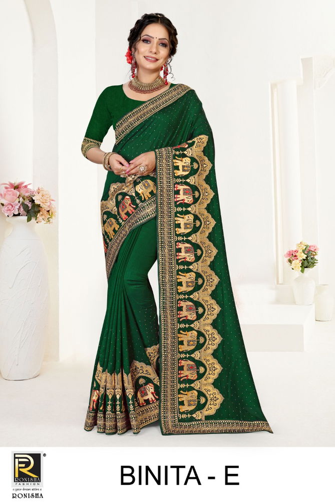 Ronisha Binita New Festive Wear Vichitra Silk Designer Heavy Saree Collection